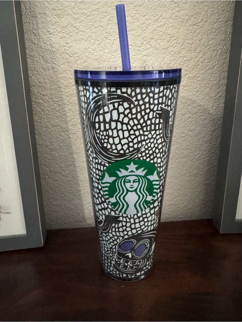 Starbucks Purple and Green Mosaic Travel Tumbler with Straw